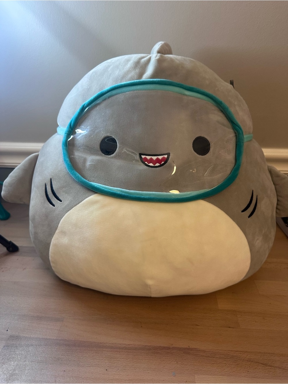 Gordon with Goggles Shark Plush Squishmallow Style Gray Shark 16
